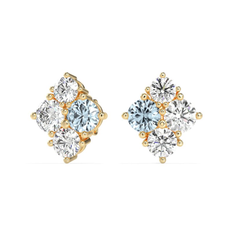Multi-Size Four Stone Stud Earrings