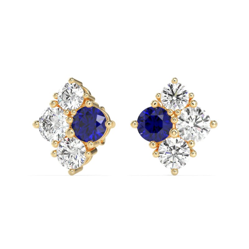 Multi-Size Four Stone Stud Earrings