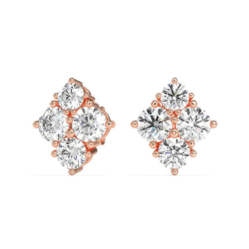 Multi-Size Four Stone Stud Earrings