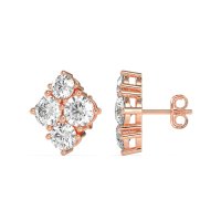 Multi-Size Four Stone Stud Earrings