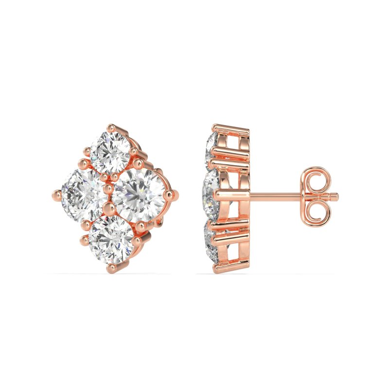 Multi-Size Four Stone Stud Earrings