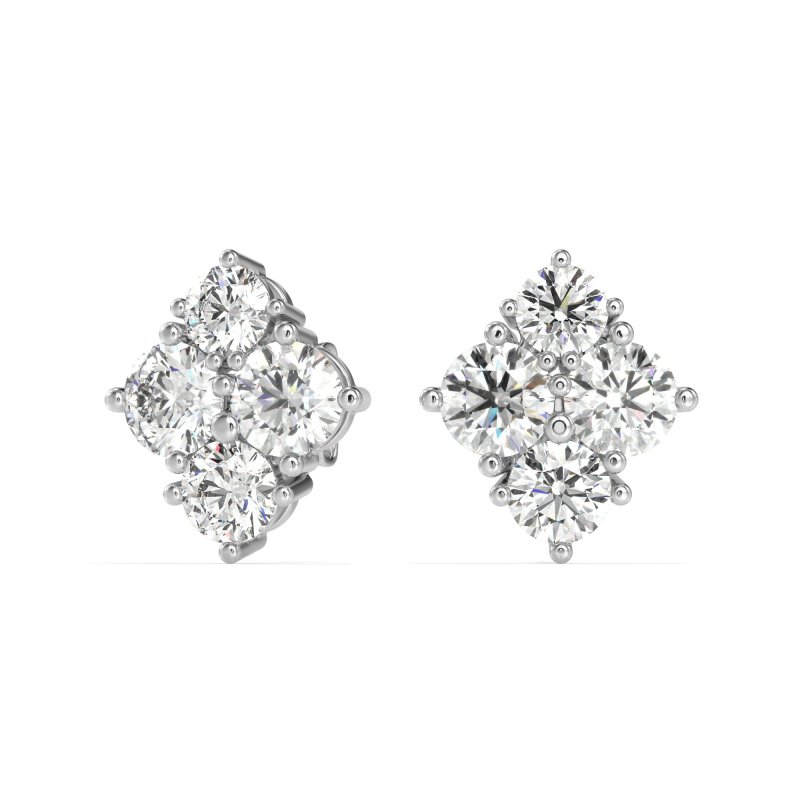 Multi-Size Four Stone Stud Earrings