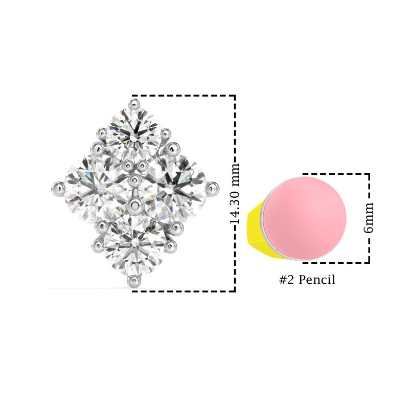 Multi-Size Four Stone Stud Earrings