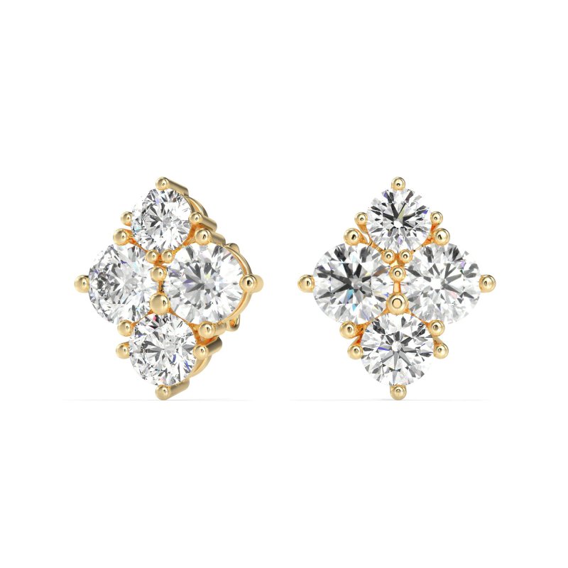 Multi-Size Four Stone Stud Earrings