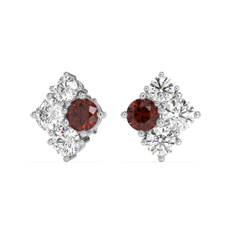 Multi-Size Four Stone Stud Earrings