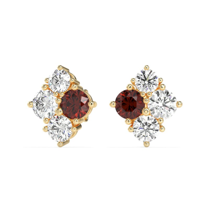 Multi-Size Four Stone Stud Earrings