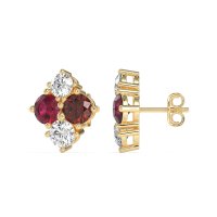 Multi-Size Four Stone Stud Earrings