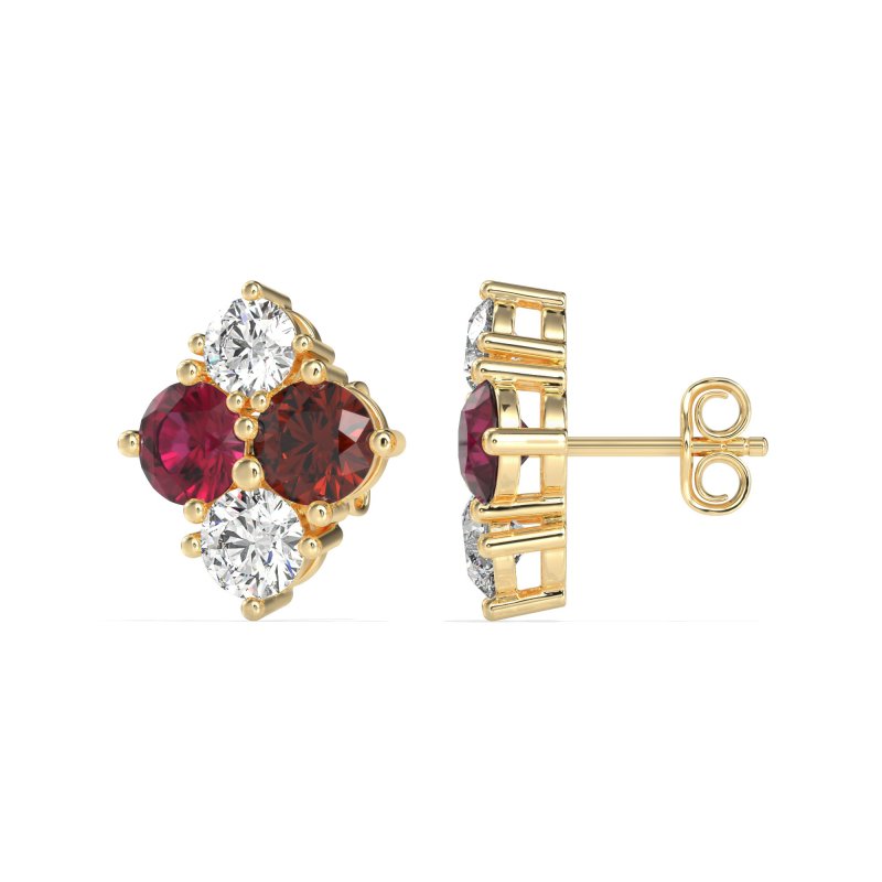 Multi-Size Four Stone Stud Earrings