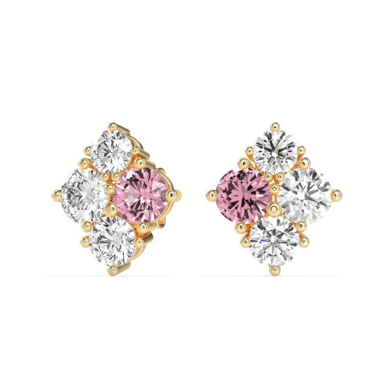 Multi-Size Four Stone Stud Earrings