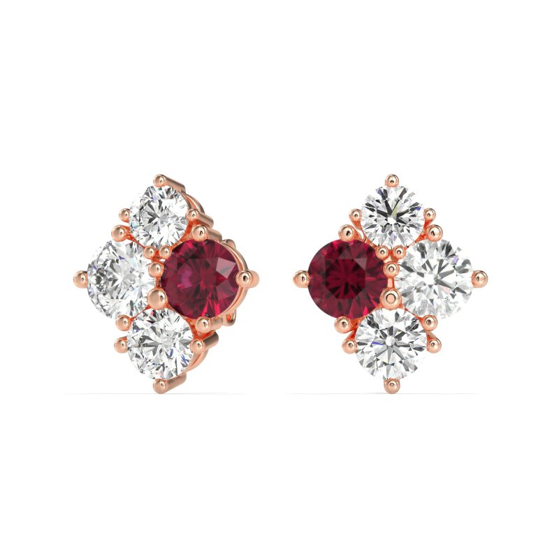 Multi-Size Four Stone Stud Earrings