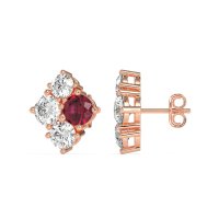 Multi-Size Four Stone Stud Earrings