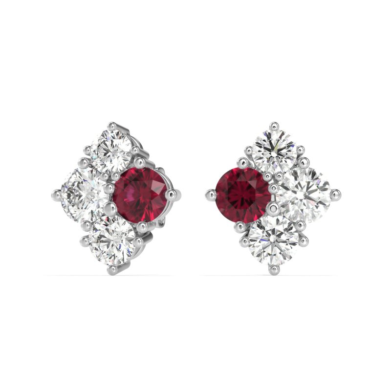 Multi-Size Four Stone Stud Earrings