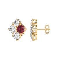 Multi-Size Four Stone Stud Earrings