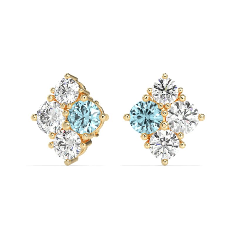 Multi-Size Four Stone Stud Earrings