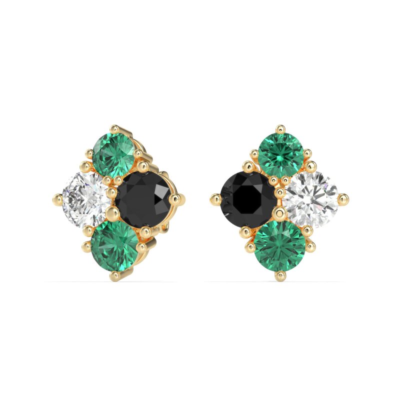 Multi-Size Four Stone Stud Earrings