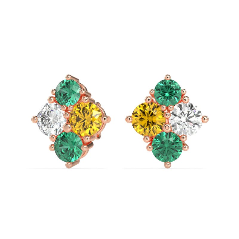 Multi-Size Four Stone Stud Earrings