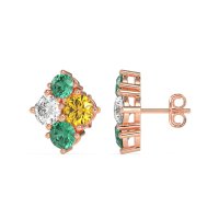 Multi-Size Four Stone Stud Earrings