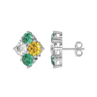 Multi-Size Four Stone Stud Earrings