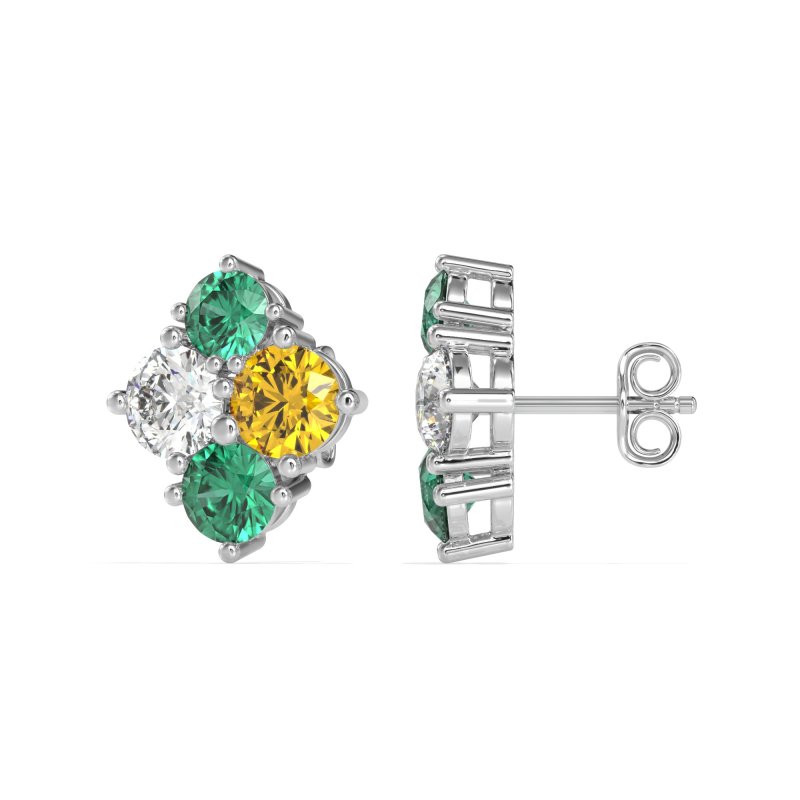 Multi-Size Four Stone Stud Earrings