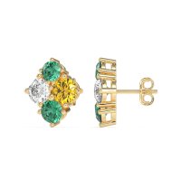 Multi-Size Four Stone Stud Earrings