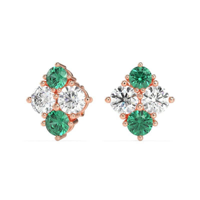 Multi-Size Four Stone Stud Earrings