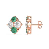 Multi-Size Four Stone Stud Earrings
