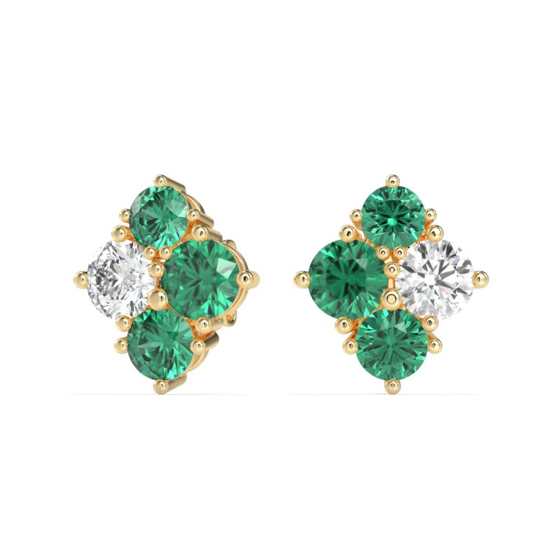 Multi-Size Four Stone Stud Earrings