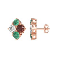 Multi-Size Four Stone Stud Earrings