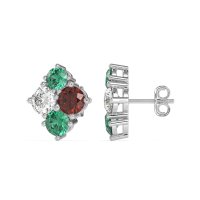 Multi-Size Four Stone Stud Earrings