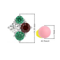 Multi-Size Four Stone Stud Earrings