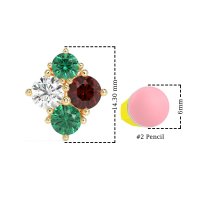 Multi-Size Four Stone Stud Earrings