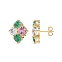 Multi-Size Four Stone Stud Earrings
