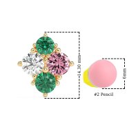 Multi-Size Four Stone Stud Earrings