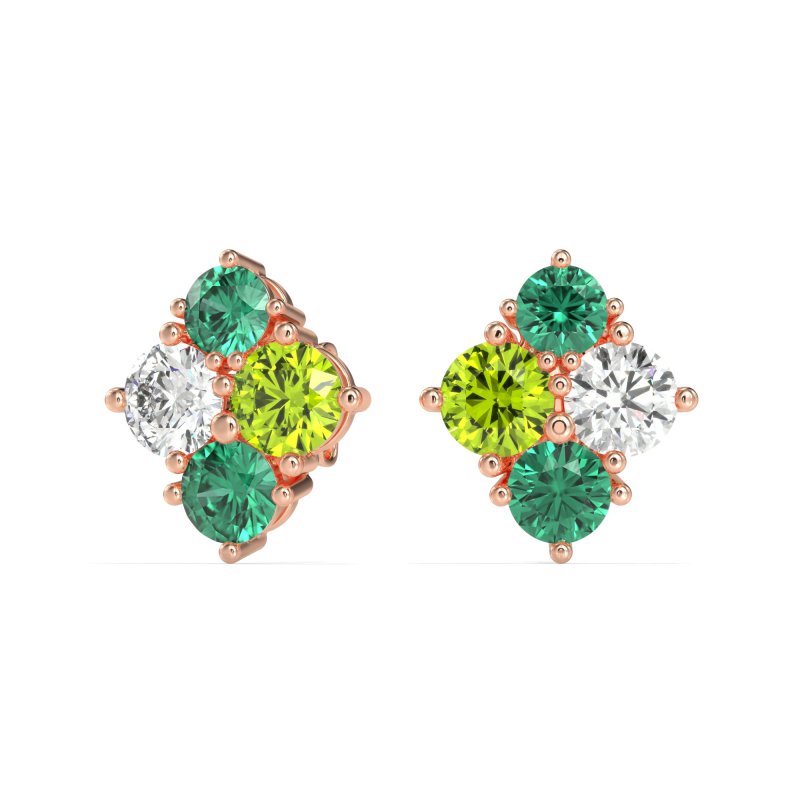 Multi-Size Four Stone Stud Earrings