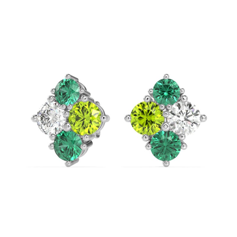 Multi-Size Four Stone Stud Earrings