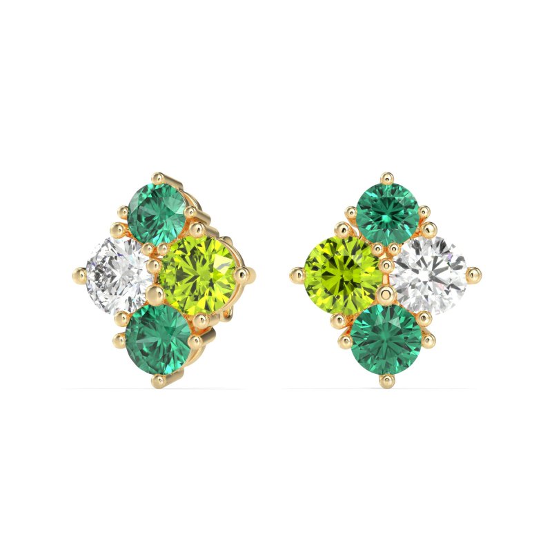 Multi-Size Four Stone Stud Earrings