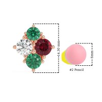 Multi-Size Four Stone Stud Earrings