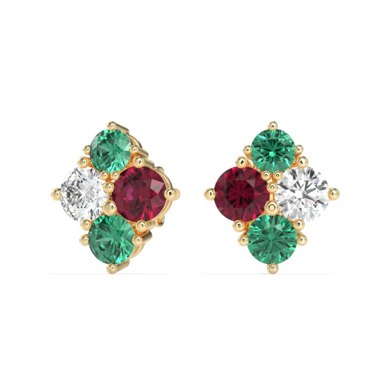 Multi-Size Four Stone Stud Earrings