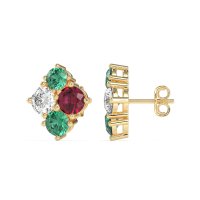 Multi-Size Four Stone Stud Earrings