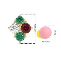 Multi-Size Four Stone Stud Earrings