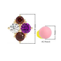 Multi-Size Four Stone Stud Earrings