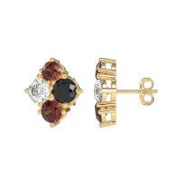 Multi-Size Four Stone Stud Earrings