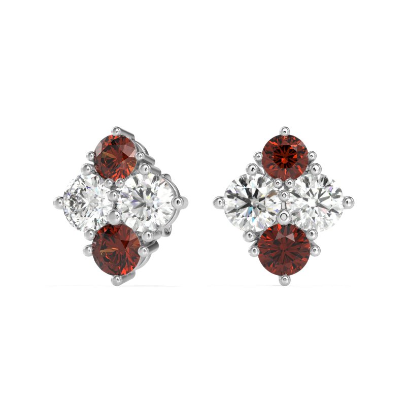 Multi-Size Four Stone Stud Earrings