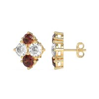 Multi-Size Four Stone Stud Earrings