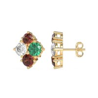 Multi-Size Four Stone Stud Earrings