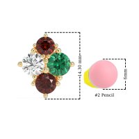 Multi-Size Four Stone Stud Earrings