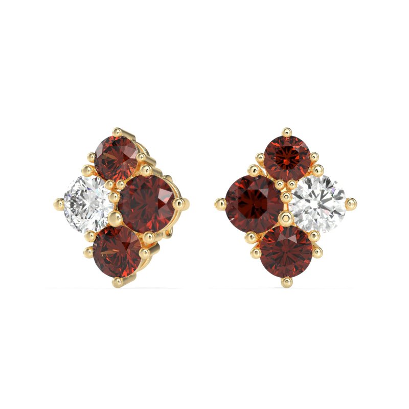 Multi-Size Four Stone Stud Earrings