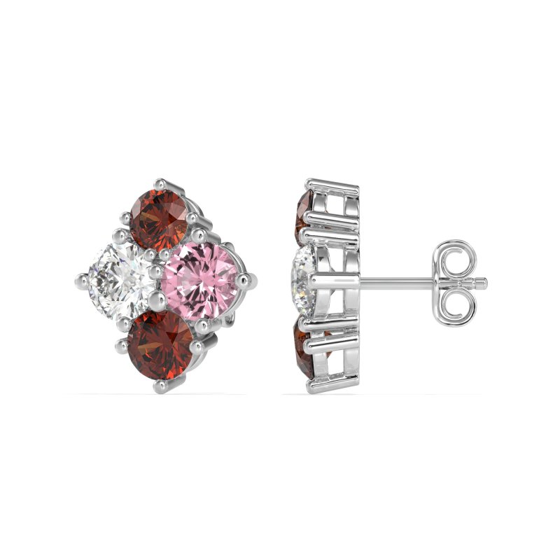 Multi-Size Four Stone Stud Earrings