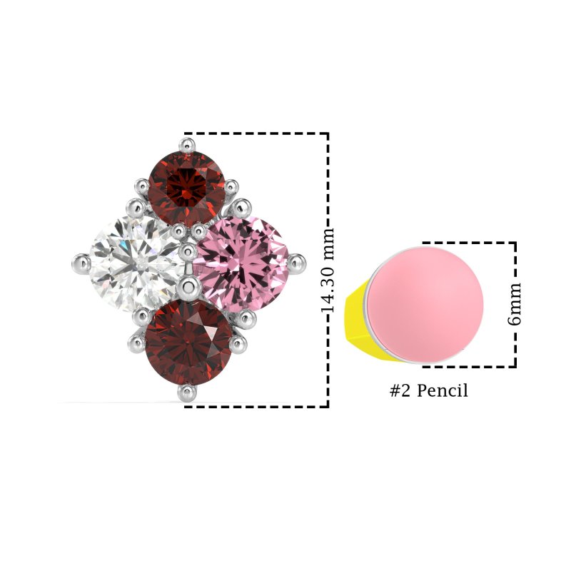 Multi-Size Four Stone Stud Earrings