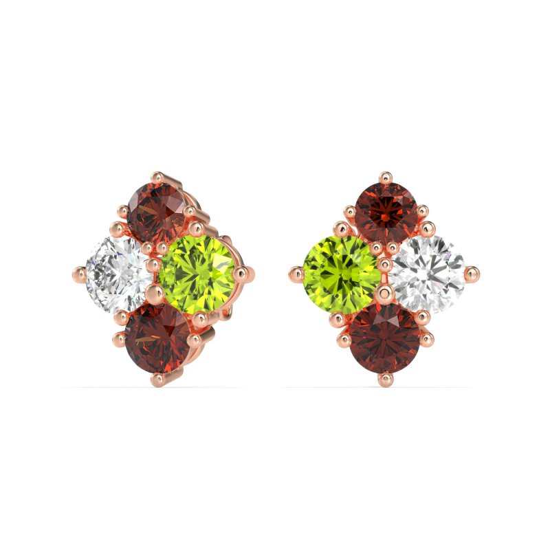 Multi-Size Four Stone Stud Earrings